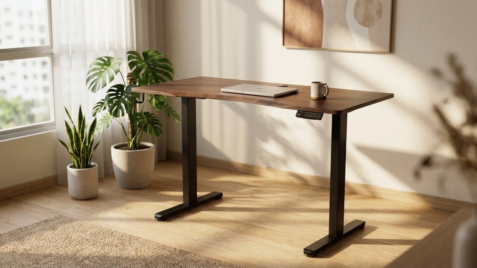 The Vival Desk in a sunlit home living room