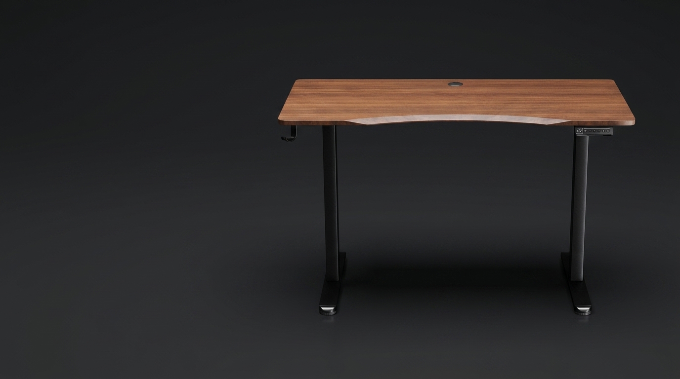 The Vival Desk — a dual-motor standing desk in solid walnut